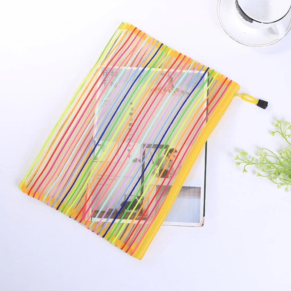

3Pcs Colorful File Pockets Nylon Mesh Zipper File Storage Bags Documents Organizer Pouch