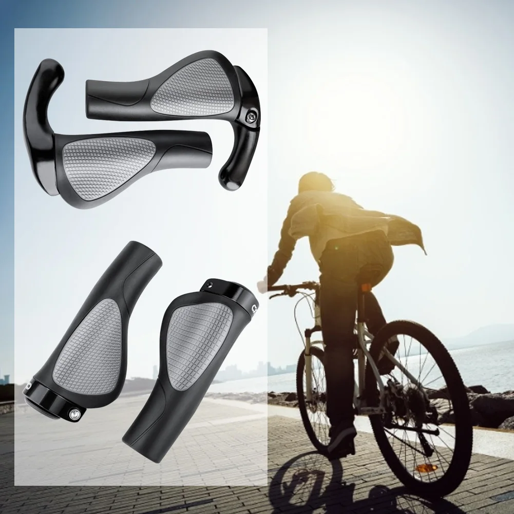 

Bike Handlebar Grips With Lock Ring Rubber Aluminum Alloy Non-slip Absorption Bicycle Grip Handle Bar Covers Cycling Hand Rest