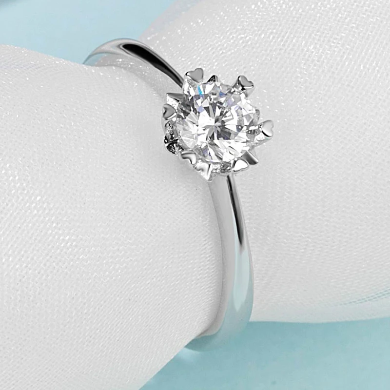 Женское Обручальное кольцо с бриллиантами Moissanite Твердое Серебро 925 пробы 0 5ct 5 мм D