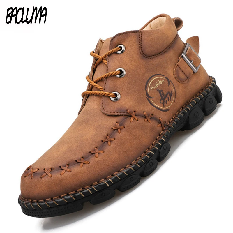 Мужские ботинки ручной работы мужские кожаные уличные водонепроницаемые