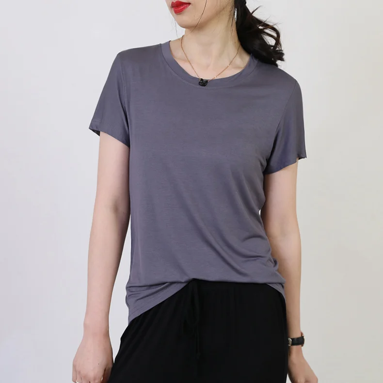 

Женская футболка с коротким рукавом, однотонная хлопковая свободная футболка большого размера с круглым вырезом, лето 2021