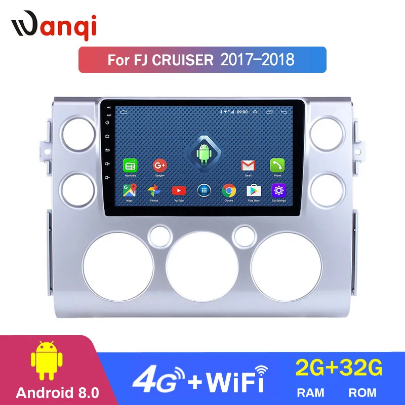 

Wanqi 4 аппарат не привязан к оператору сотовой связи полный Netcom 9 дюймов Android 10,0 радио GPS навигации Системы с WI-FI Bluetooth для 2017-2018 Toyota FJ CRUISER