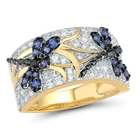Кольцо в форме стрекозы с насекомым, дизайнерское Ювелирное Украшение золотистого цвета с синими кристаллами, толщина браслета, Подарочная бижутерия
