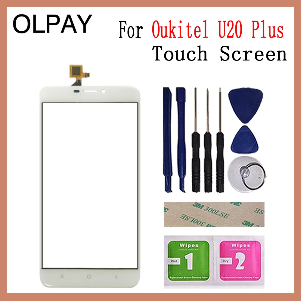 White With Tools Мобильный телефон 5,5 ''дюймовый сенсорный экран для Oukitel U20 Plus сенсорный экран Стекло Переднее стекло дигитайзер панель объектив сенсор ремонт - Цвет: White With Tools