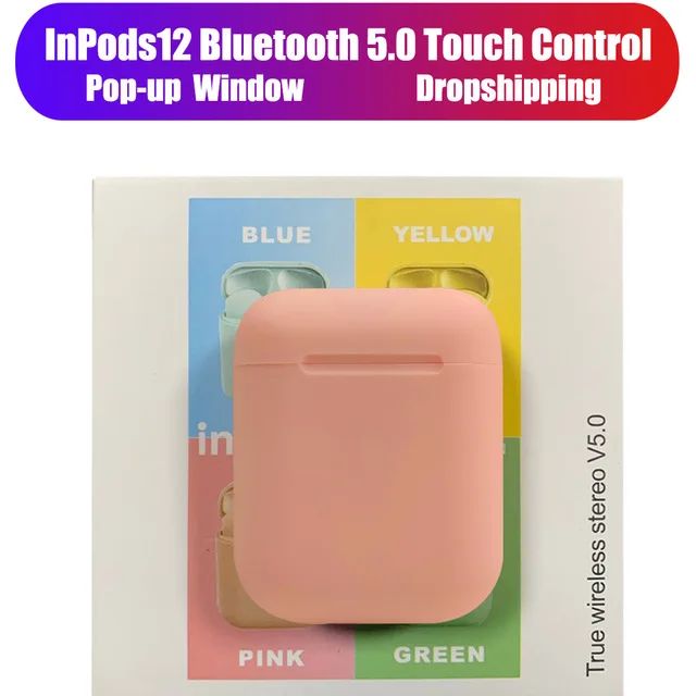 i12 Pink with box I12 TWS, беспроводная гарнитура с сенсорной клавишей, Bluetooth 5,0, спортивные стерео наушники для iPhone, Xiaomi, huawei, samsung, смартфон - Цвет: i12 Pink with box