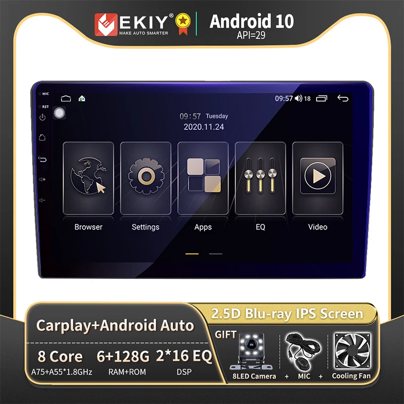 

EKIY Android 10 автомобильное радио для Jeep Универсальный мультимедийный авто стерео приемник GPS навигация все-в-одном Carplay плеер головное устройст...