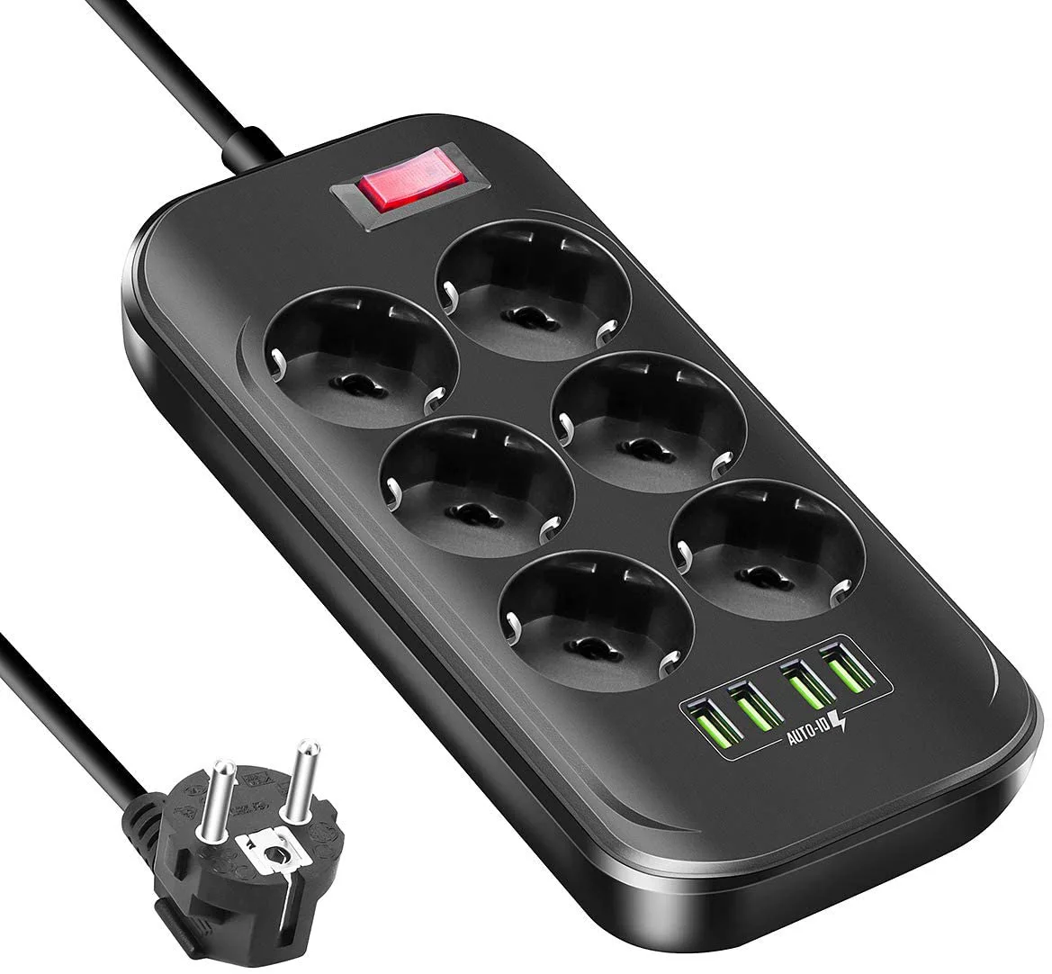 Удлинитель с европейской вилкой и 4 USB портами 5 В 3 А|Вилки розеткой| |