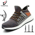 Рабочие ботинки VESONAL 2021, защитная обувь со стальным носком, мужские кроссовки, Повседневная Мужская дышащая безопасная конструкция, Противоударная обувь