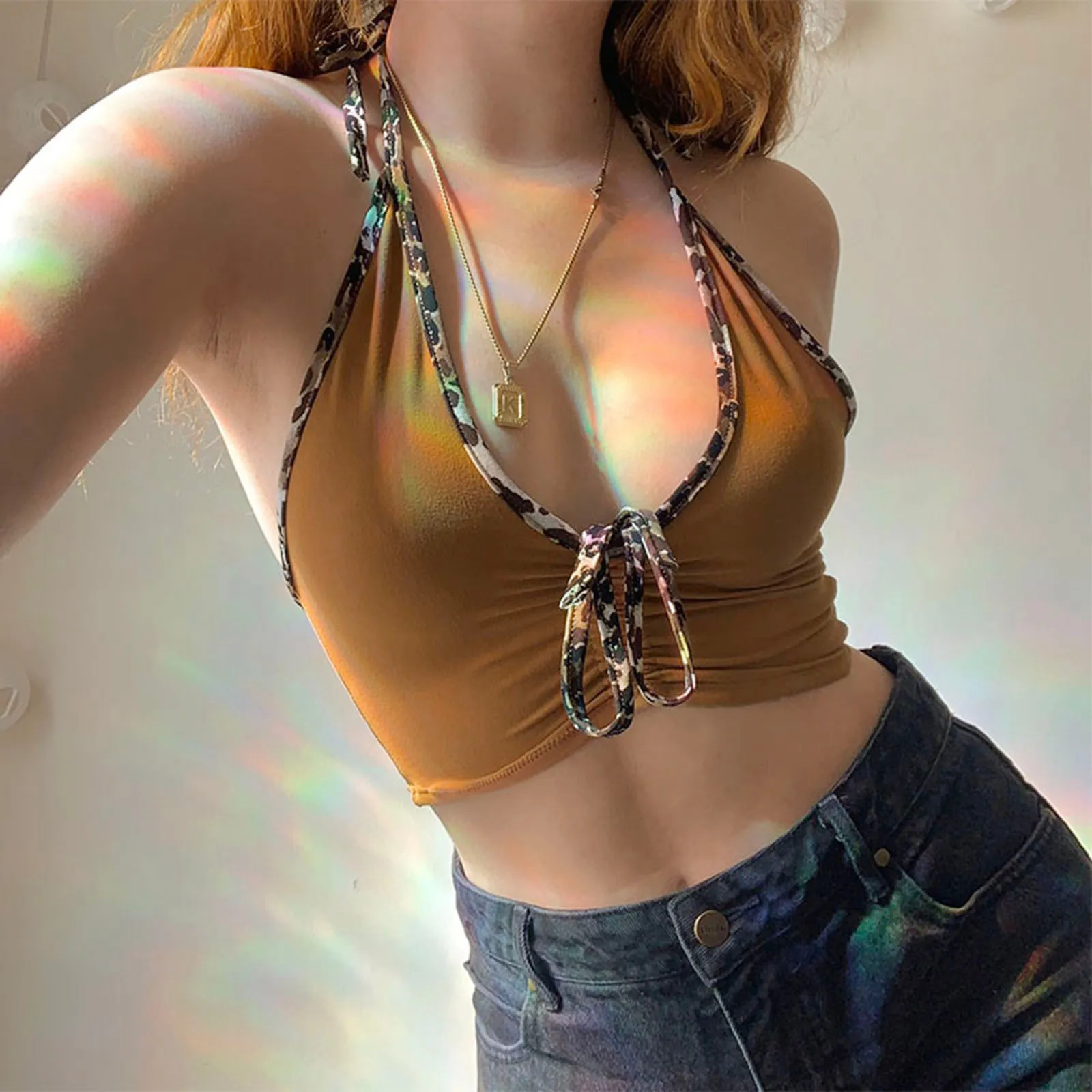 

Women Solid Sleeveless Overlap Cross Sling Crop Tank Top Vest Solid T-shirt 2021 New Camisetas De Mujer Womens Tops Plus Size