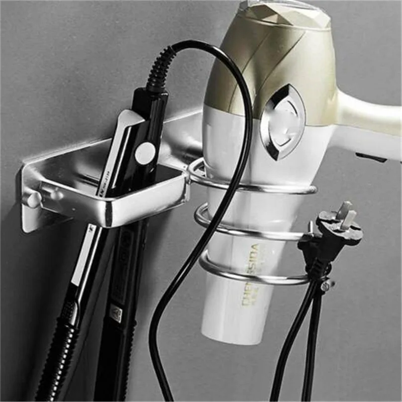 Серебристая металлическая настенная стойка для хранения подставка выпрямления