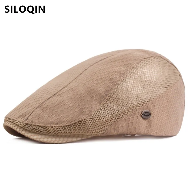 

SILOQIN men's ventilated beret hat Summer breathable mesh cap women's fashion beach hats Unisex fishing cap couple caps chapeau