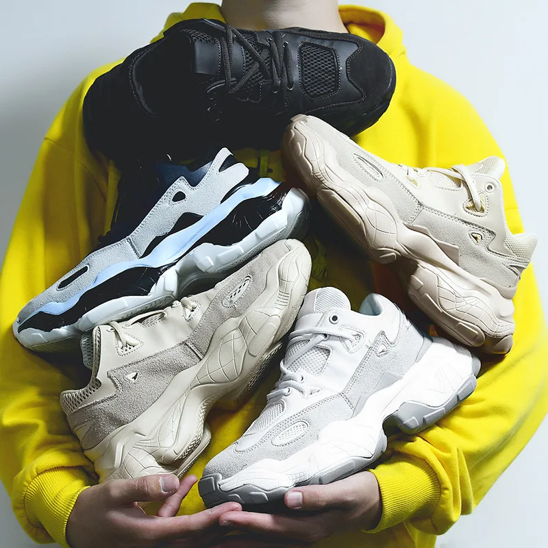 

Plus Size Street Style Men's Chunky Sneakers Leather Men casual Trainers 2021 Fashion man Platform Shoes footwear