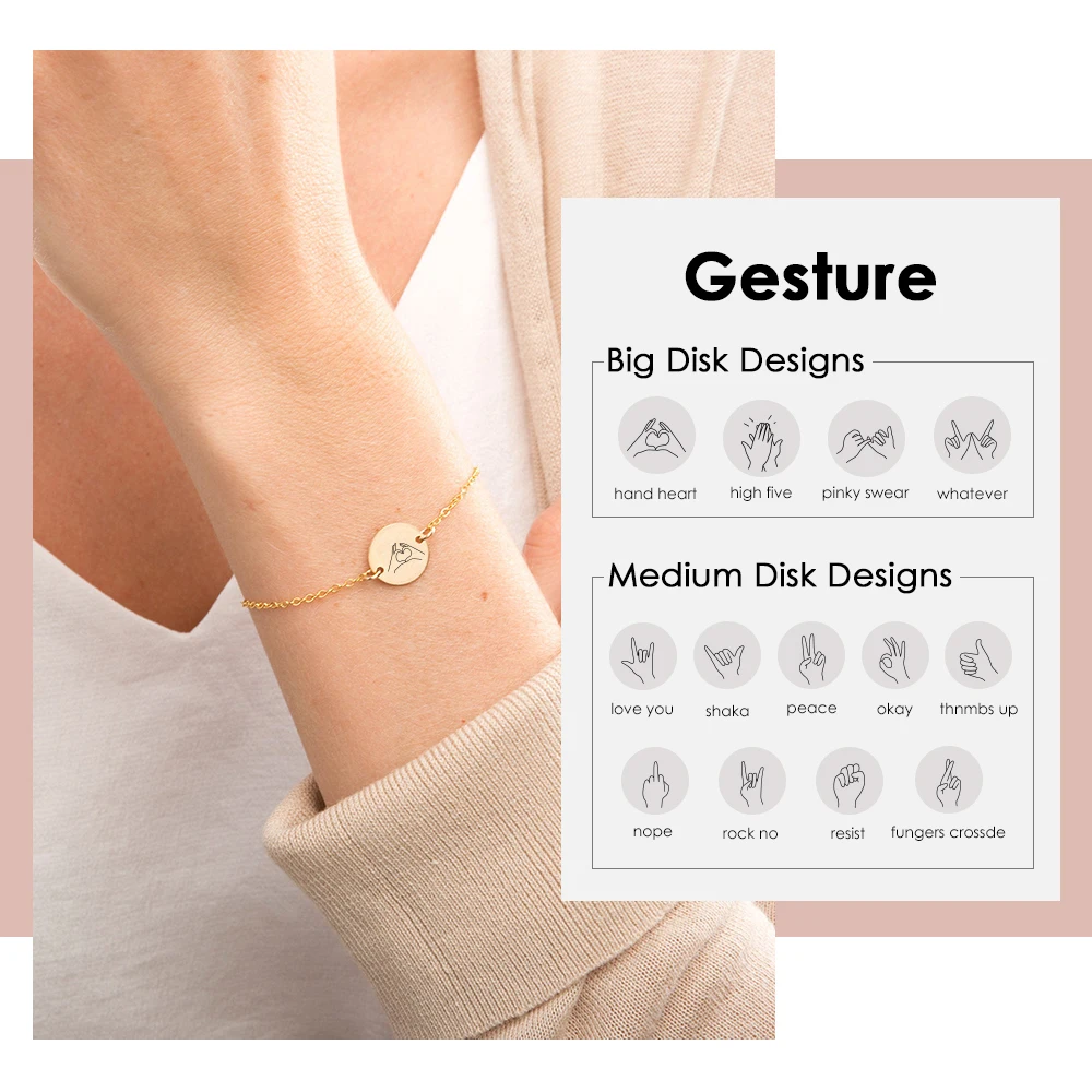 Персонализированный узор гравировка круглый браслет с подвесками для женщин