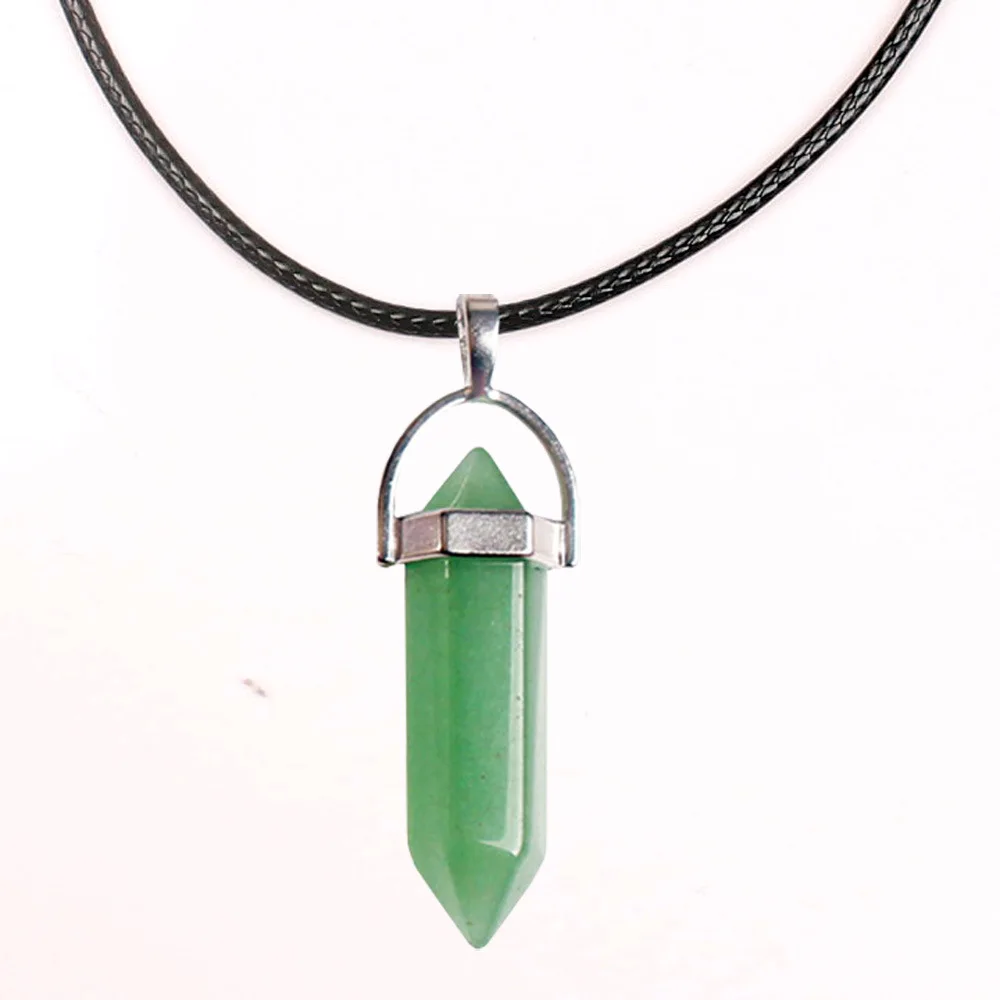 Подвеска в виде шестиугольной колонны из натурального камня|Ожерелья с