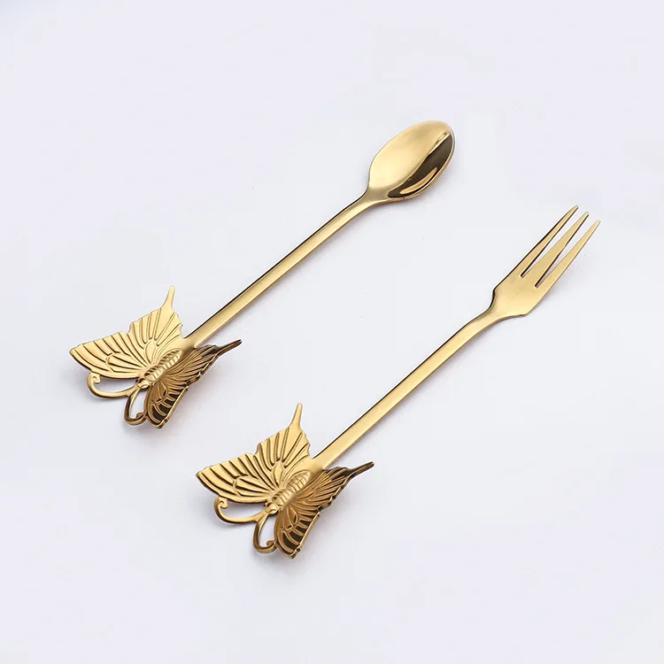

Steel Butterfly Shaped Coffee Spoon Can Be Hanging Gold Plated Dessert