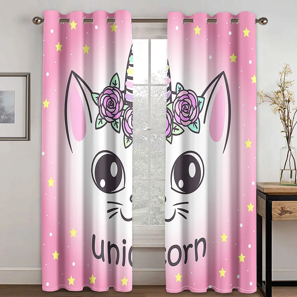 

Cute Pink Cat Animal Modern Minimalist Pattern Blackout Curtain Set, Suitable for Home Curtains In The Living Room and Bedroom