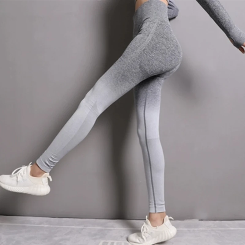 Женские эластичные Леггинсы пуш-ап с градиентом быстросохнущие дышащие штаны