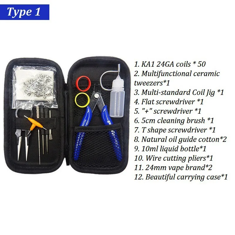 

DIY Tool Kits Electronic Cigarette Cotton Accessories Pliers Ceramics Tweezers Coil Jig Vape Pen RDA RBA RTA Atomizer