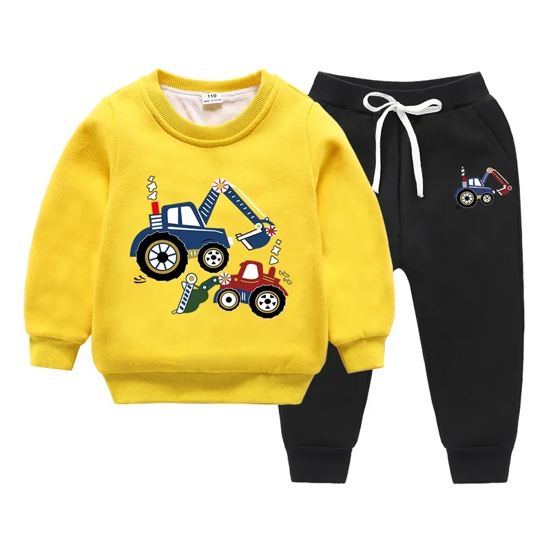 Двухслойный флисовый свитер и брюки для мальчиков девочек зимняя одежда 100%