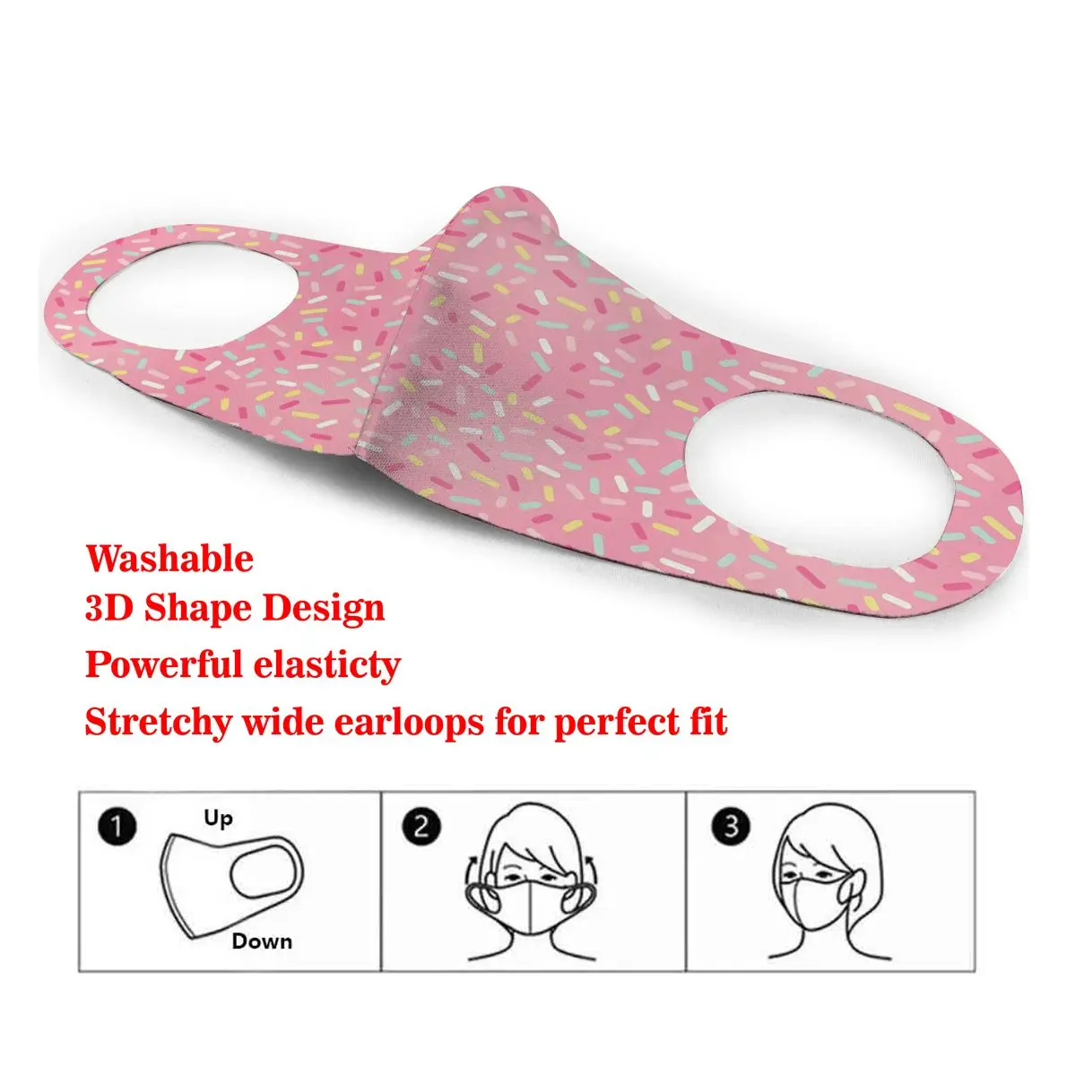 

Dust Mask Pink And White Delicious Donut Mouth Face Cover Respirator for Adult Kid Washable Reusable Anti Pollution