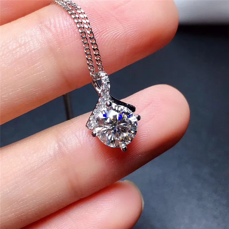LeeChee Moissanite подвеска 1CT 6 5 мм VVS Lab бриллиантовое ожерелье для подруги подарок на