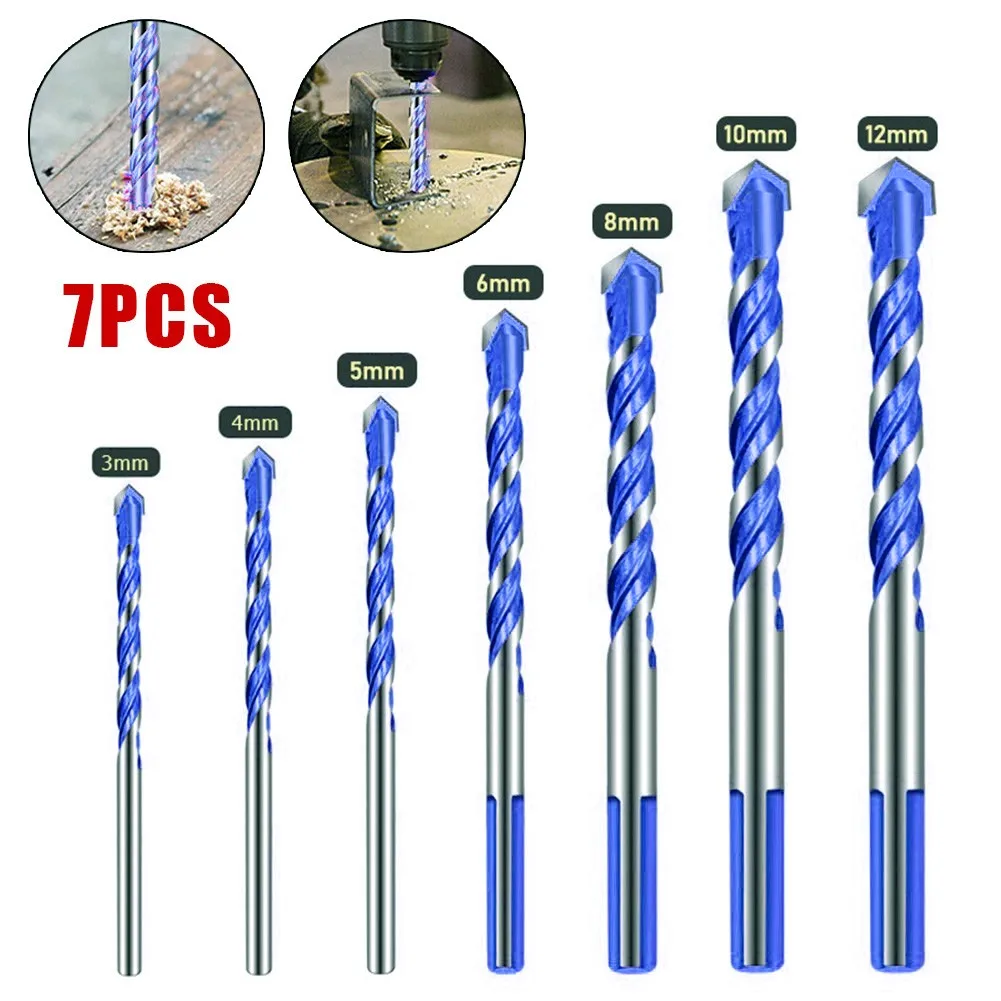 

7 шт. 3-12 мм сверла 135 ° многофункциональное сверло керамическое стекло дыропробивка отверстий Рабочий набор YG6X насадка для резака из сплава