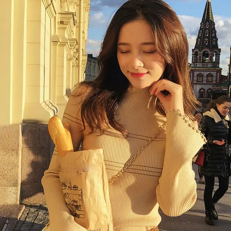 Новинка женский осенне-зимний тонкий джемпер повседневный вязаный с длинным