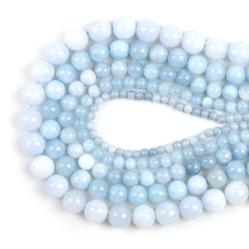 

Blue Angelite Natural Stone Beads Round Loose Spacer Beads 15''Strand 6/8/10/12mm For Jewelry Making DIY Bracelets Necklace