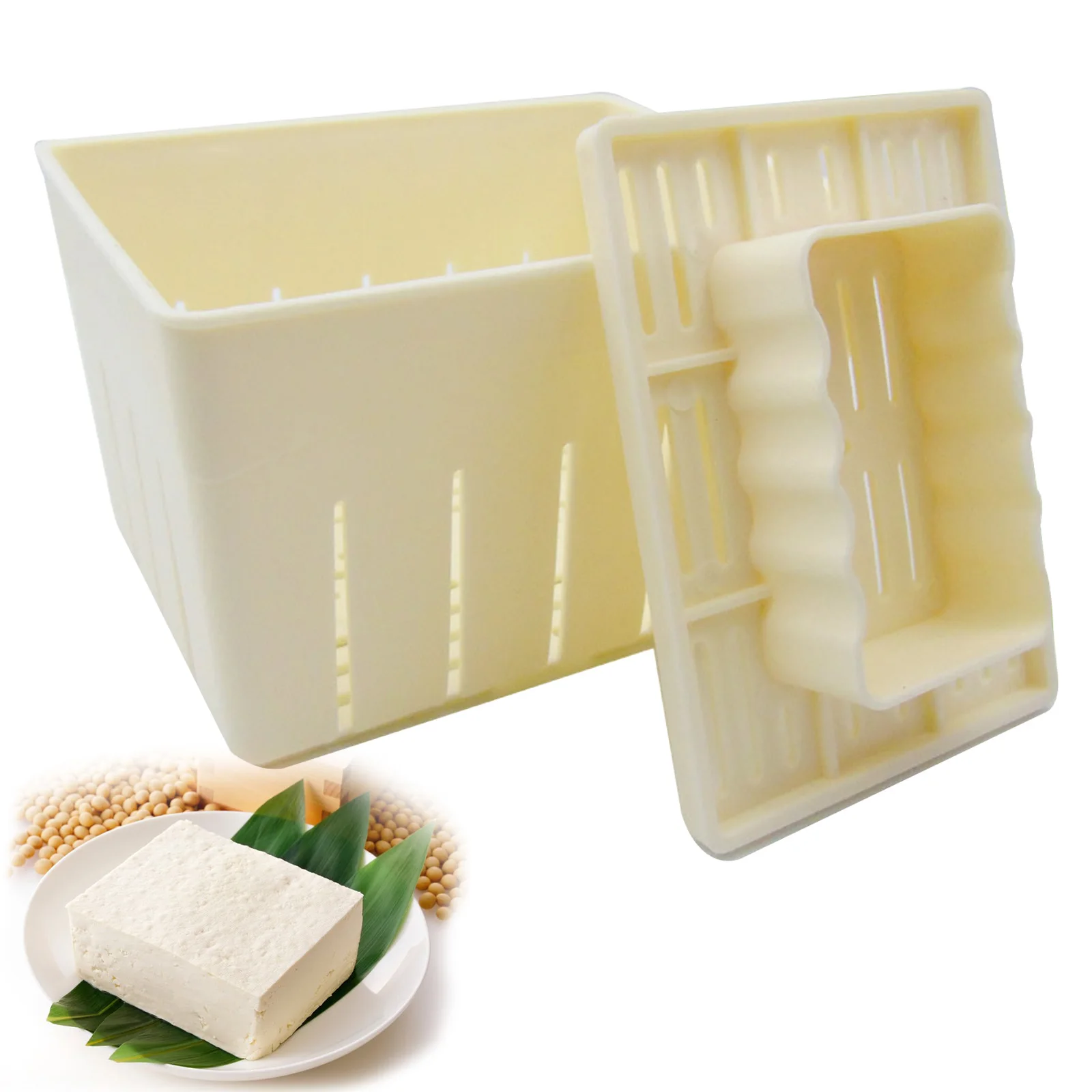 

DIY Tofu Maker Mold Kit Durable Soybean Equip Press With Cheese Cloth Cuisine for Tofe Cutting Kitchen Shredding Cooking Tool