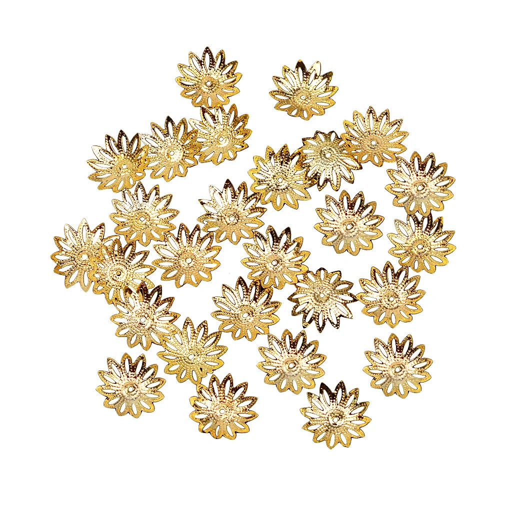 

100 Pieces Flower Shaped Bead End Caps Metal Spacers Findings 16x4mm