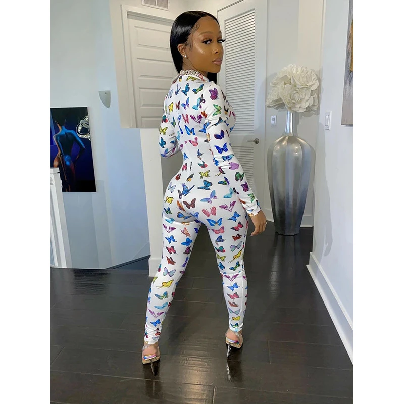

Fitness Printed Casual Biker Playsuit Romper Women Home Clothes Long Sleeve Skinny Jumpsuit Women Jumpsuit Long Pants 2020 S-2XL