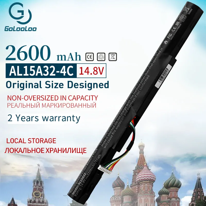 

Аккумулятор AL15A32, 14,8 в, для ноутбука Acer Aspire E5-422G, 472, E5-473, E5-473G, E5-522, 522G, E5-532, E5-532T, E5-573G, E5-553G, V3-574G