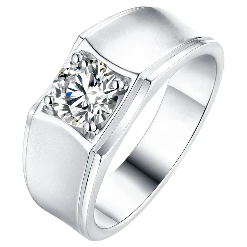 

925 Sterling Silver Men's Ring Proposal Engagement Frosted Luxury Wedding Exquisite Platinum Elegant Jewelry for Boyfriend Gift