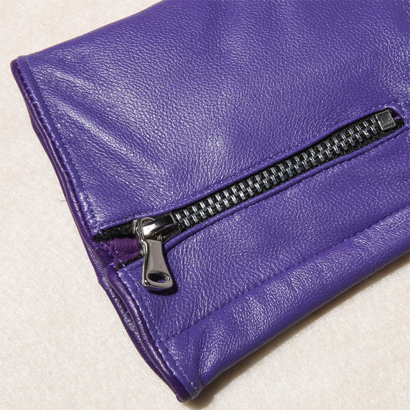 Роскошные женские перчатки черные зимние из овечьей кожи повседневные на молнии