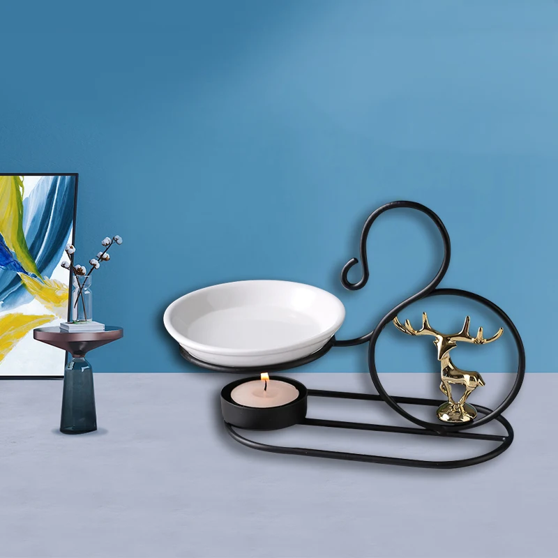 

Wax Melts Oil Burner Essential Oil Aroma Burner Metal Candlestick Candle Holder Home Decoration Art Craft Gift For Wedding Party