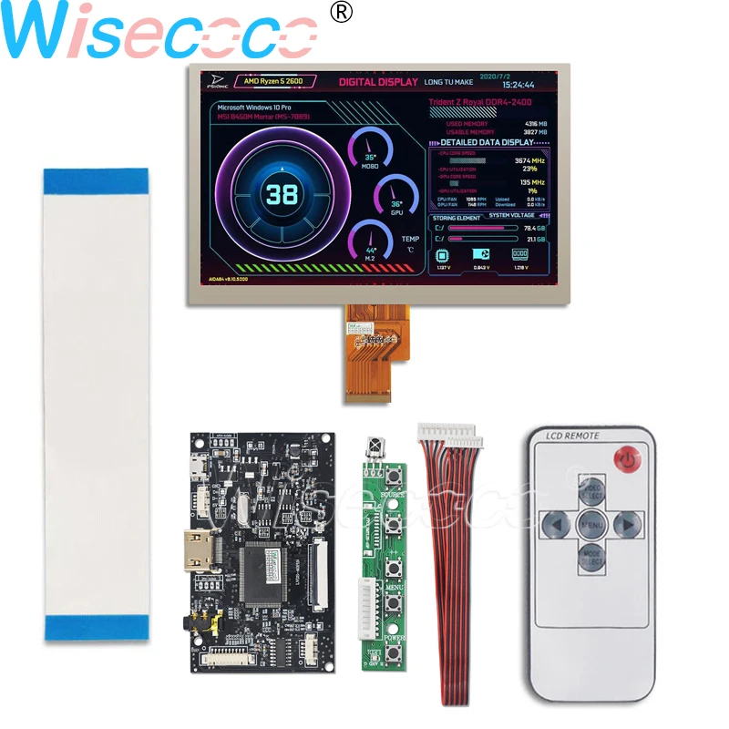 

7 дюймов 1024*600 IPS ЖК-дисплей Дисплей емкостный сенсорный экран Экран + доска для Aida64 PC чехол Процессор графического процессора вентилятор Температура памяти монитора