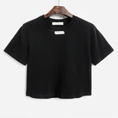 

Хан женские маленький лейбл футболка с коротким рукавом летняя Новинка Круглый воротник с завышенной талией платье для худеньких девушек ф...