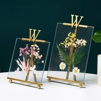 modern light luxury metal picture frame fashion desktop home decor photograph creative glass clip dried flower plant photo frame