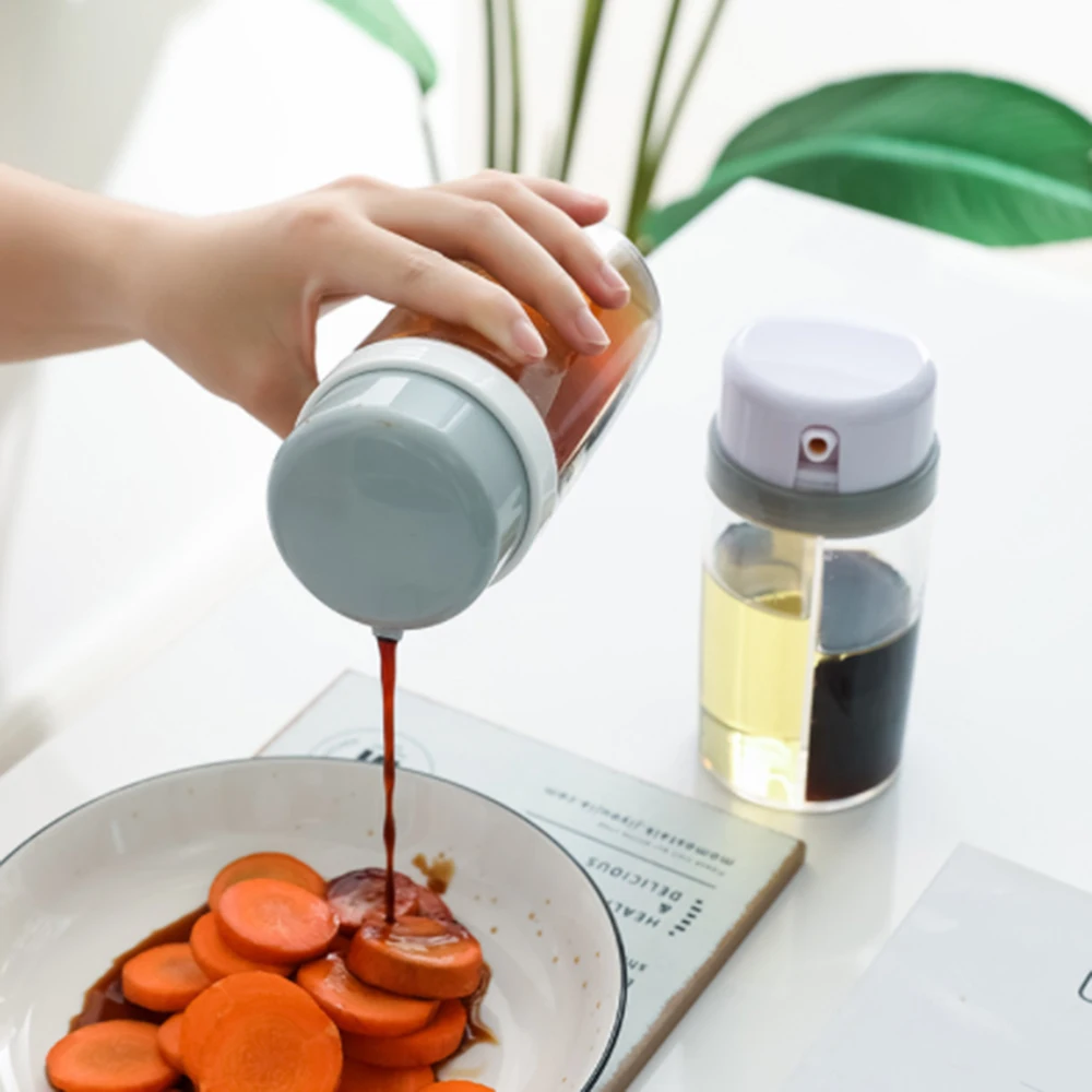 

Two-in-one Transparent Seasoning BottleSpice Jar Moisture-proo Dual-purpose Oil Pot Soy Sauce Wine Vinegar Kitchen tool