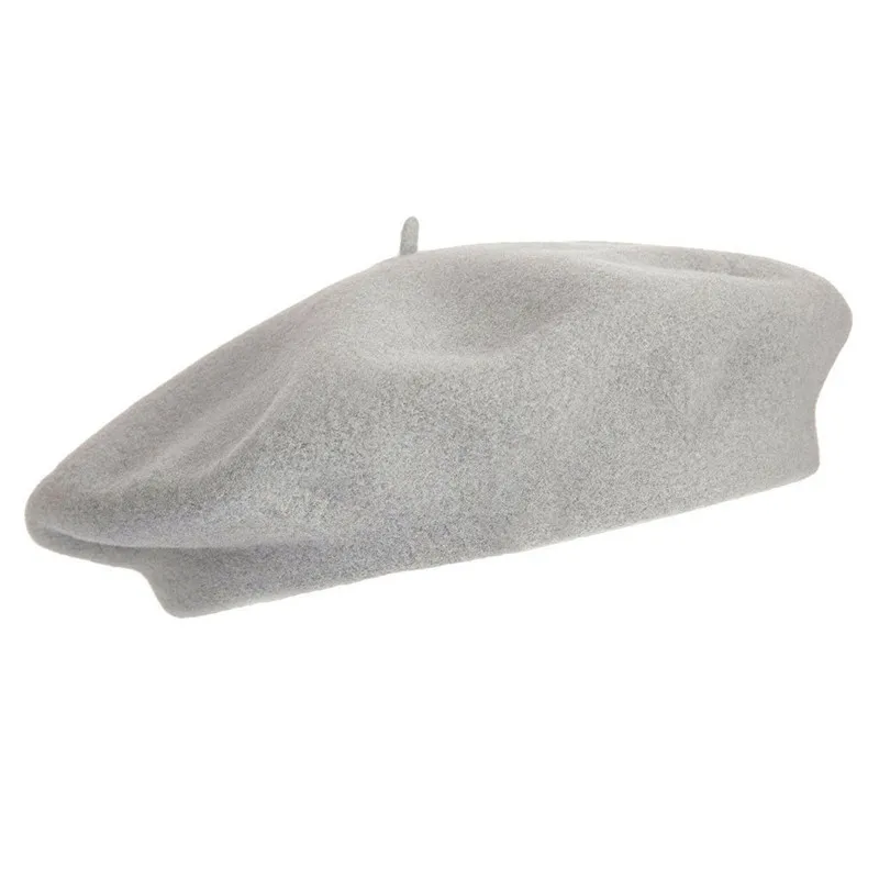 Простой шерстяной берет модные осенние женские шапки французский зимняя теплая