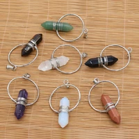 natural stone pendant section metal alloy semi precious for jewelry making diy necklace bracelet earrings accessory