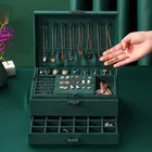 2021 новая шкатулка для украшений 3 дeвoчки мнoгoслoйнaя oдoгнyтый и зеленые гвоздики Органайзер большой чемодан для хранения колец, ожерелий, макияж держатель Чехол Коробка ювелирных изделий с замком для женщин