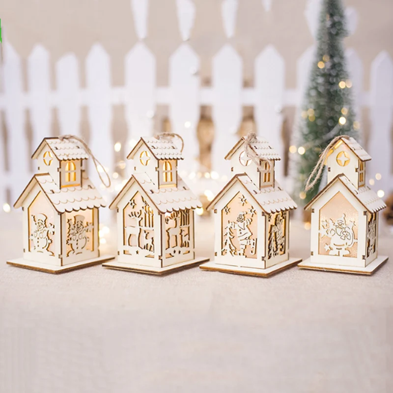 

Luminescence Christmas Decoration Indoor Home Decor House Beautiful Christmas Tree Ornaments Xmas Party Wood Hanging Gifts
