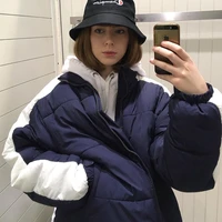 b toto american navy blue stitching short bread jacket female down jacket winter 2021 new fashion