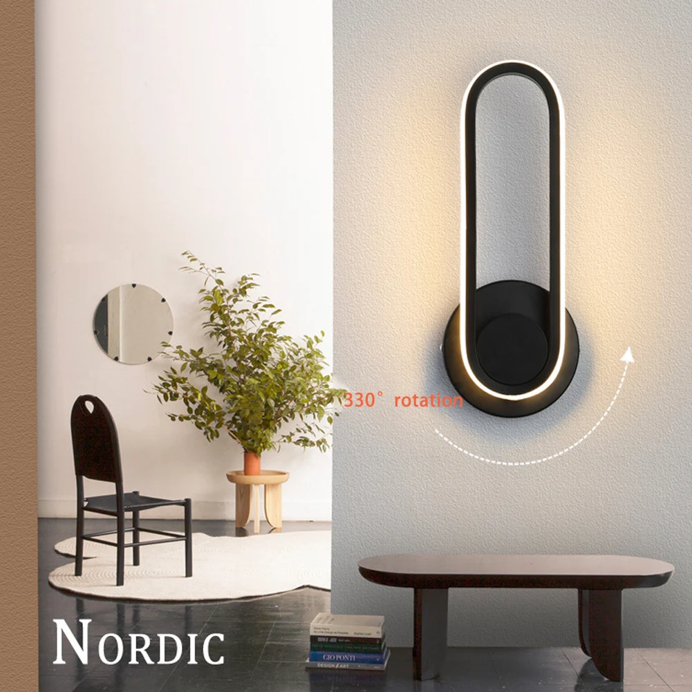 

Modern Rotatable LED Wall Lamp AC 110V 220V Aluminum LED Living Room Hallway fixture Wall Light With Bulbs LED Wall Sconce