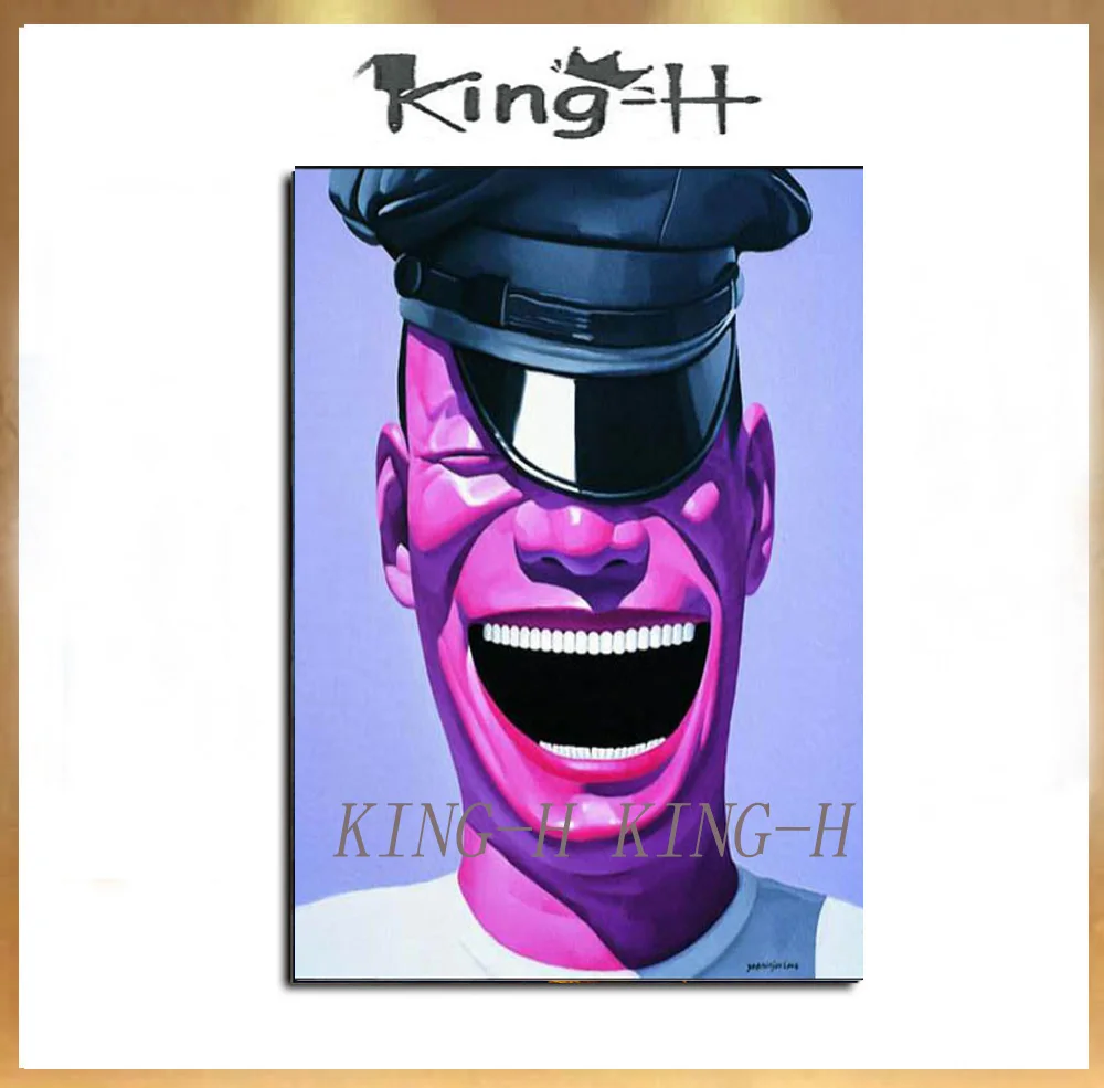 Китайский художник расписанные вручную фигурки с большим ртом и шляпой поп-арт