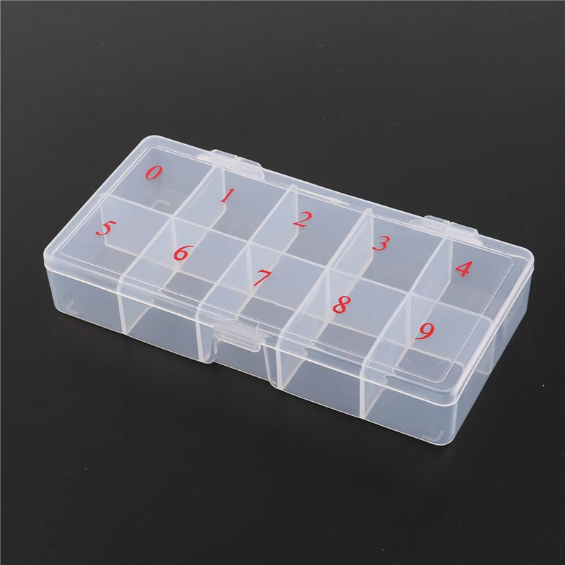 10/11 Acrylic Plastic False Nail Tips Storage Box Natural Cells Fake Manicure Translucent Case Tool | Красота и здоровье