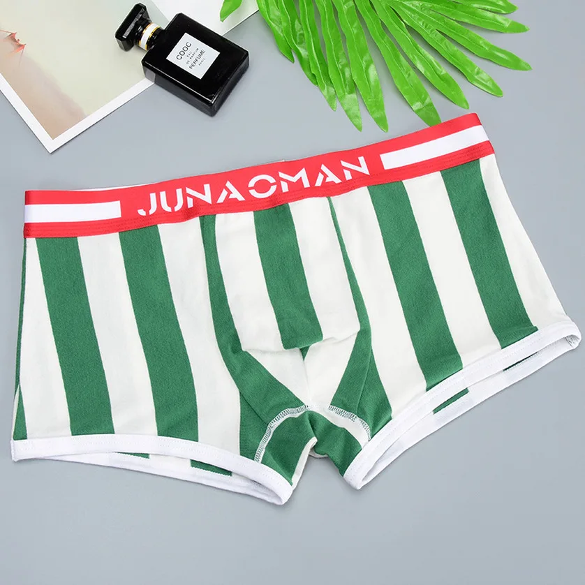 Мужские хлопковые трусы-боксеры в полоску черные дышащие трусы-шорты виде