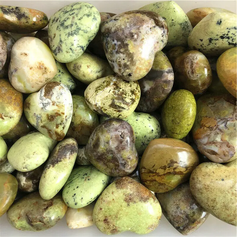 

Drop Shipping 1pc Natural Green Opal Quartz Crystal Heart Shaped Polished Stones Healing Decor Natural Stones and Crystals