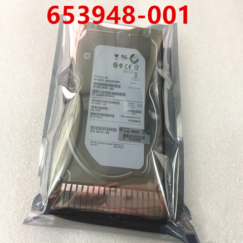 

Original New HDD For HP G8 G9 2TB 3.5" SAS 6 Gb/s 64MB 7200RPM For Internal HDD For Server HDD For 653948-001 652757-B21